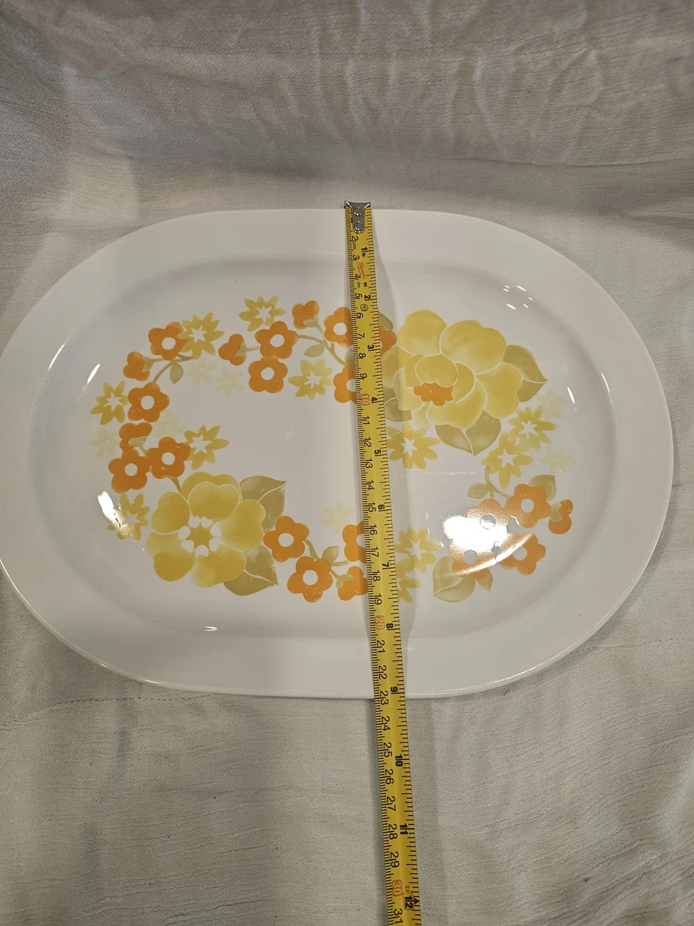 Vintage Centura by Corning Summer Hill Oval Serving Platter, 1970s Yellow Orange